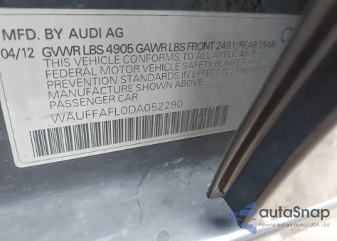 2013 Audi A4 2.0T Premium from USA, damaged, VIN WAUFFAFL0DA052290